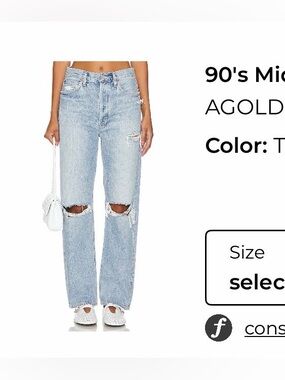 Agolde Light Blue Distressed 90s Straight-Leg Jeans